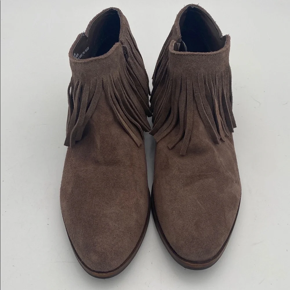 Steve Madden Brown Fringed Western Boots women 6.5M leather suede boho Festival